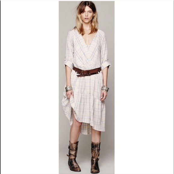 Free People Come as You Are Plaid Midi Dress L - Picture 6 of 17
